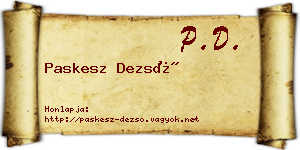 Paskesz Dezső névjegykártya